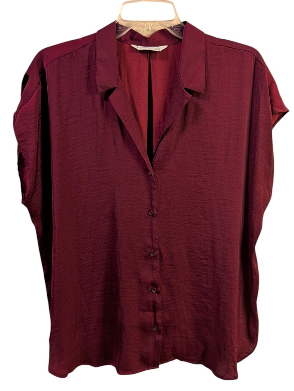 Kohl's Nine West Button Down Flowy Blouse Purplish Red Color Size XXL - Picture 2 of 4